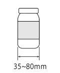 容器の直径がφ35～80mm以内である