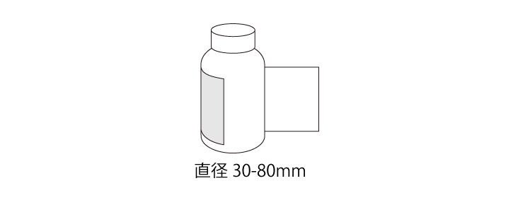 自動円周貼りラベラーCL-15の対象容器は直径φ30～80mmです